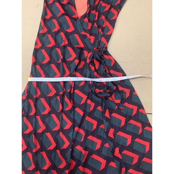 Diane Von Furstenberg Vintage Womens Silk Geometric Wrap Dress Red Black 00 - Picture 12 of 14